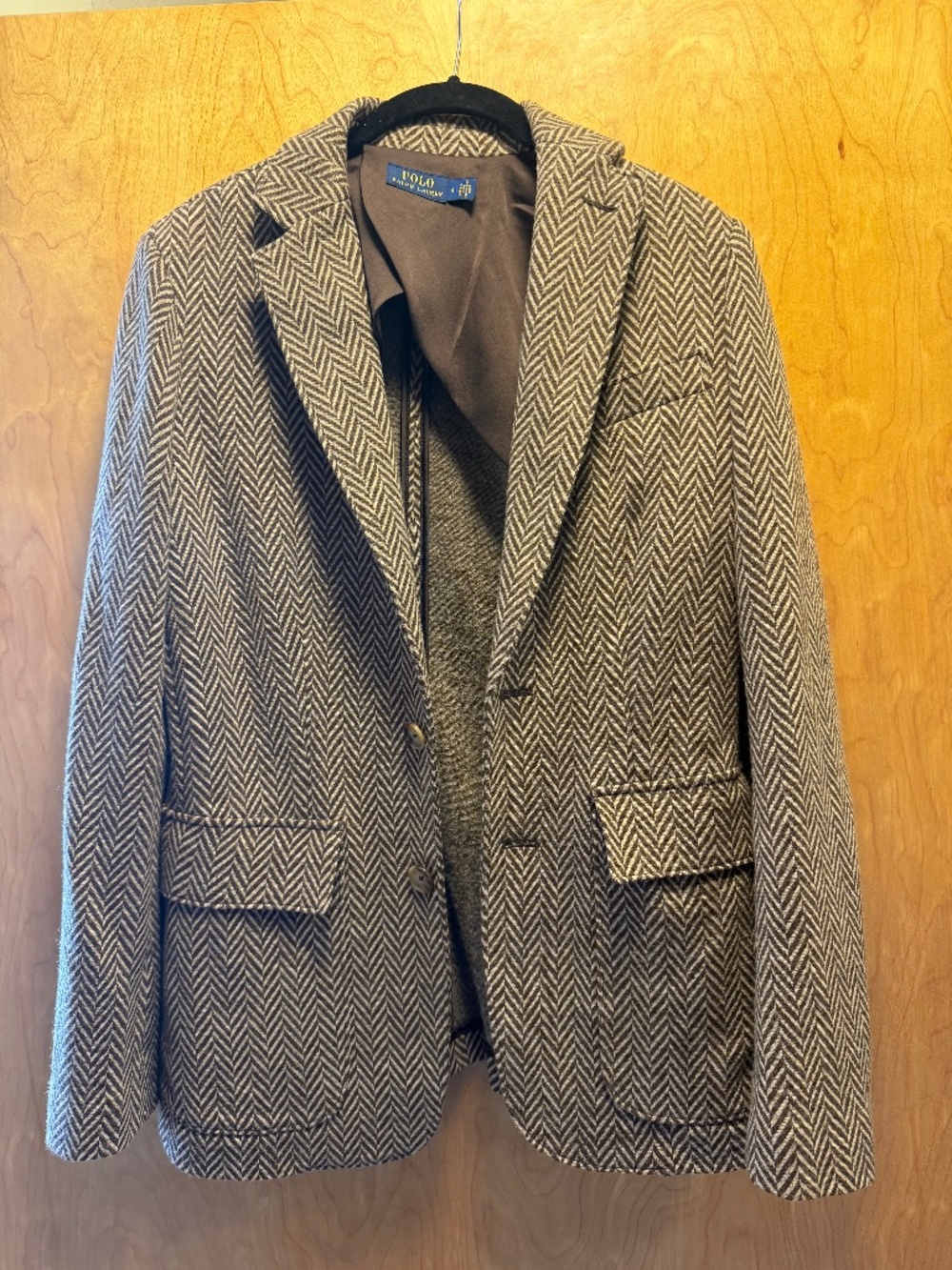 Polo Ralph Lauren Herringbone Single Breasted Wool Cotton Blend Blazer Size 4